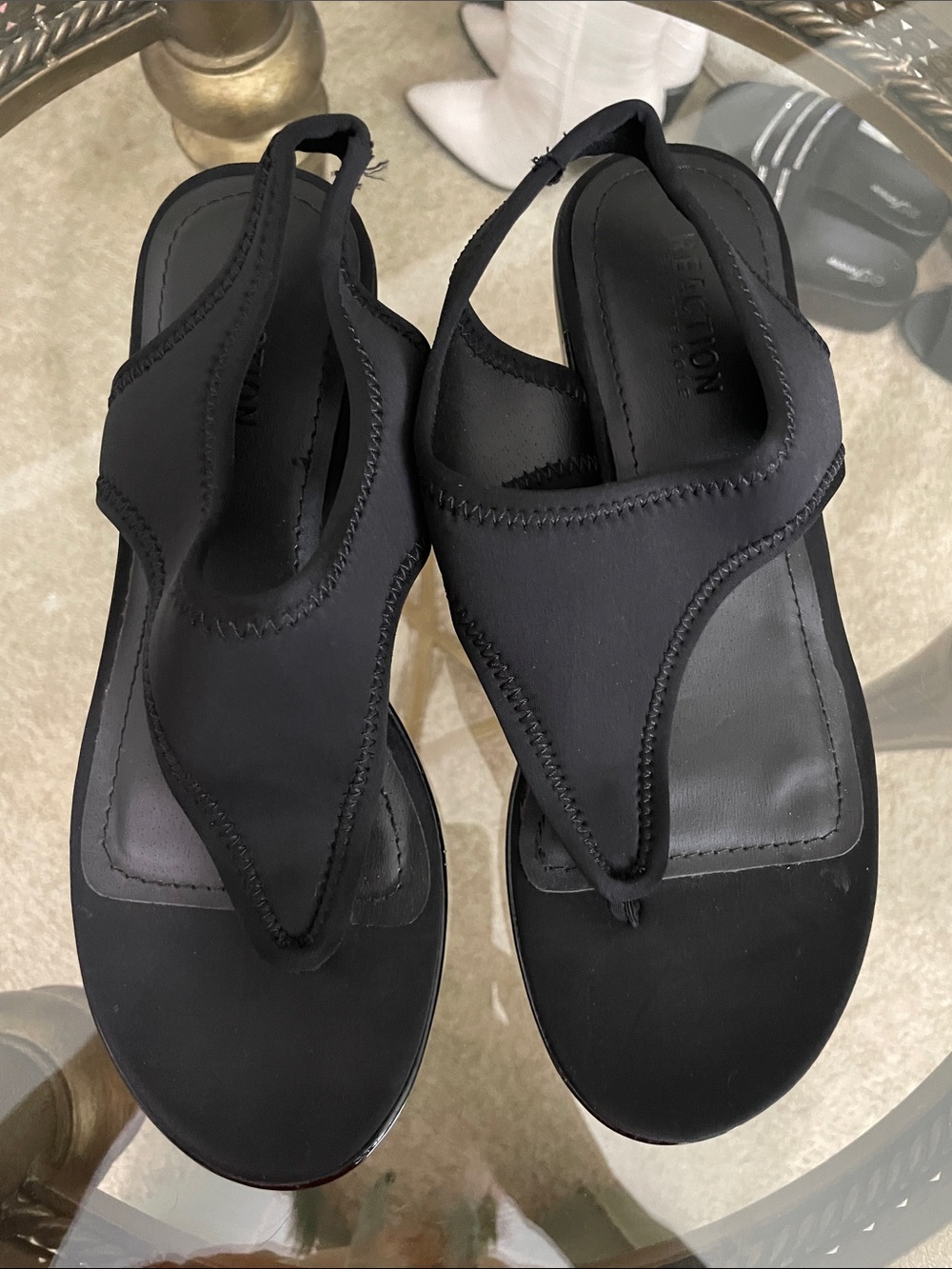 Reaction Kenneth Cole Black Women's Slingback Toe-Post Sandals